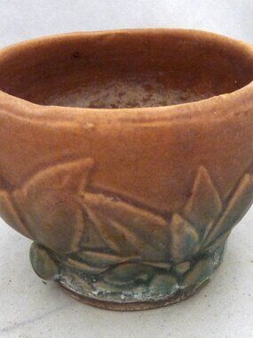 Antique McCoy pottery as-is planter vase leaves berries pink green art